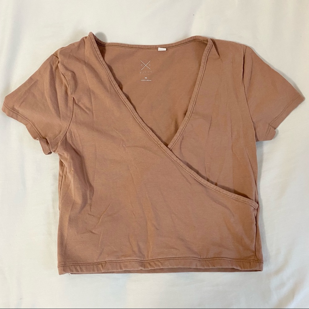 Tan Wrap Crop Top